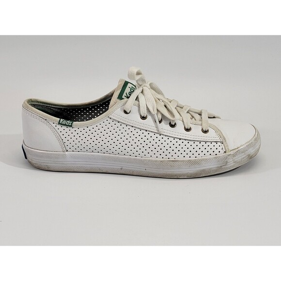 BF Women's Size 9 KEDS White Perforated Leather Lace Up Kickstart Sneakers Shoes - Picture 3 of 10
